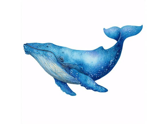 10 JPG Blue Whale Watercolor Set: A Versatile Resource for Ocean-Inspired Design Projects