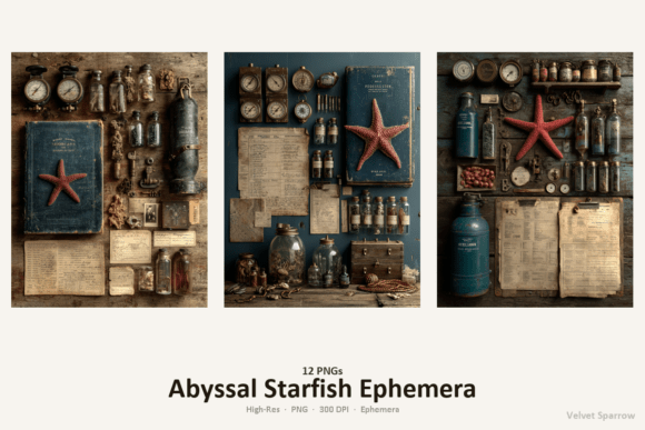 Bringing Deep Sea Vintage Charm to Paper Crafts with Abyssal Starfish Ephemera