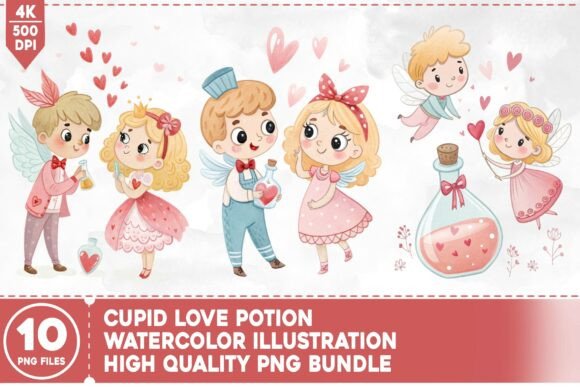 Cupid Love Potion Watercolor Bundle