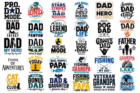 Dad Typography Quotes SVG Bundle for Creative Projects