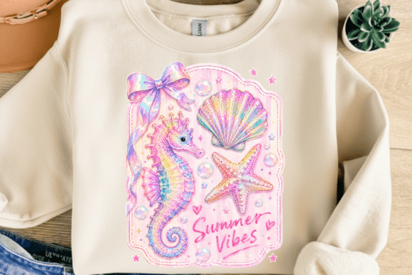 Elevate Your Coastal Crafts with a Pastel Seahorse Summer PNG