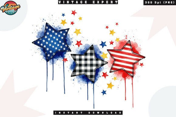 Elevating Americana Design: The Strategic Value of the Patriotic Star Set Watercolor PNG