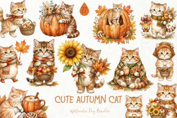 Evaluating Cute Autumn Cat Sublimation Clipart for Seasonal Projects