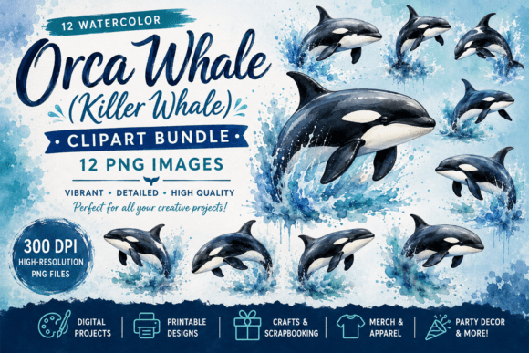 Evaluating the Vintage Orca Watercolor Clipart Bundle for Creative Projects