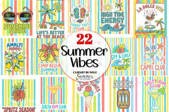 Evaluating Tropical Beach Summer Vibes Clipart for Mediterranean-Inspired Design Projects