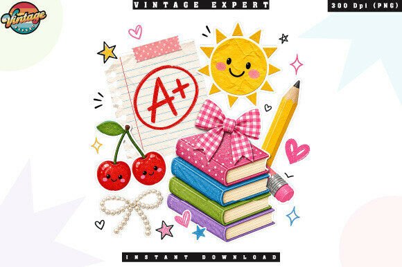 Girly Teacher School Patchwork PNG for Creative Projects
