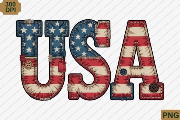 Independence Day USA Patchwork PNG File