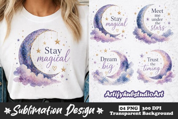 Moon Quote Sublimation PNG Designs: A Guide to Celestial Watercolor Art