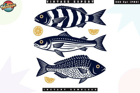 Seafood Illustration Set Retro Ocean PNG Guide