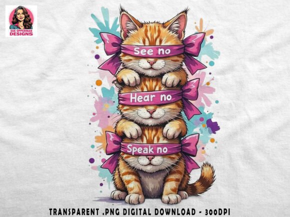 See Hear Speak Cats Cute PNG: Elevating Creative Projects with Whimsical Feline Art