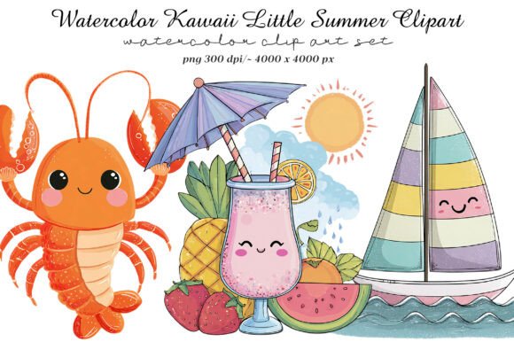 Strategic Application of Watercolor Kawaii Little Summer Clipart for Creative Projects