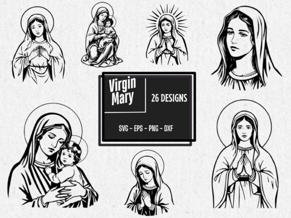 Virgin Mary Bundle 26 Religious SVG for Faith Crafts