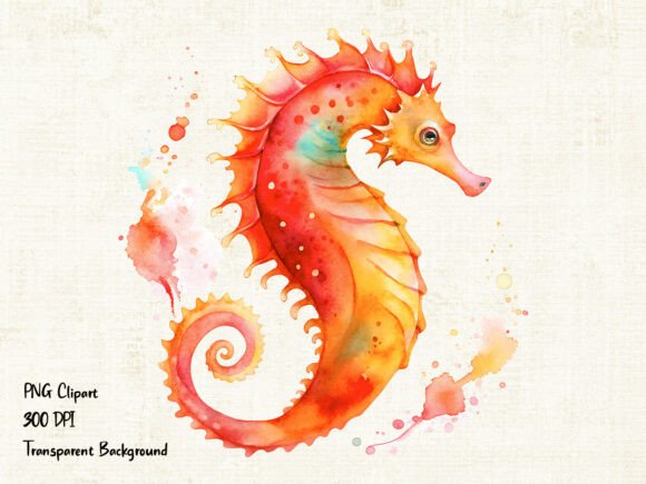 Watercolor Seahorse PNG Clipart for Coastal Crafts