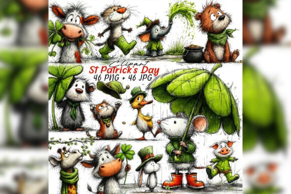 Whimsical St Patrick Kids Animals Clipart: Elevating Seasonal Design Projects