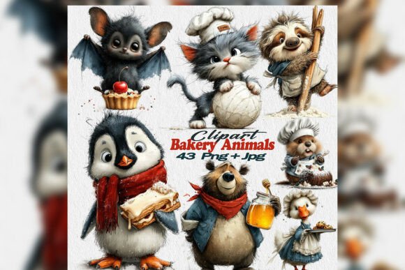 Whimsical Watercolor Bakery Animals: Elevating Cozy Design with Hand-Painted Charm
